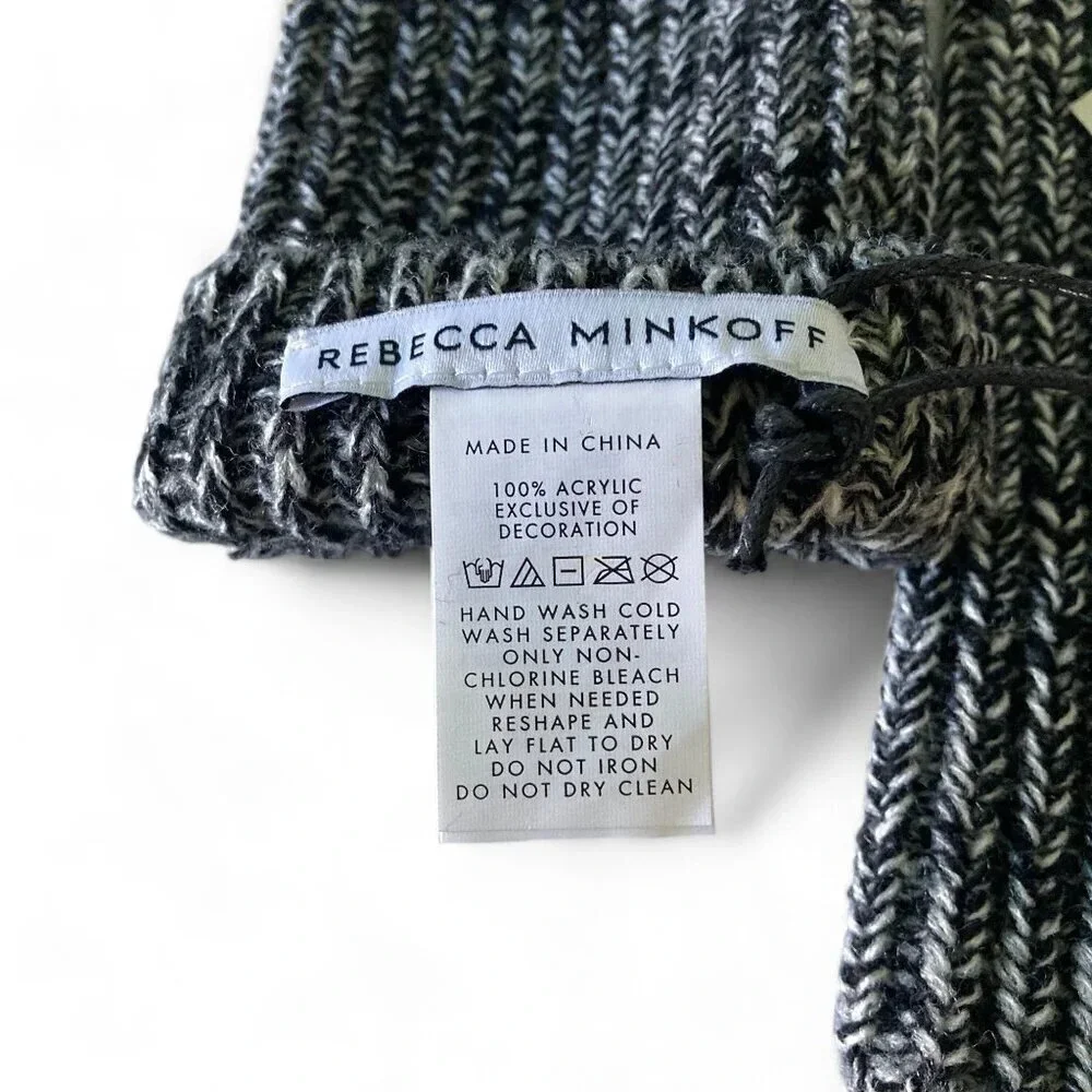 Rebecca Minkoff Black & White Marled Hand‎ Arm Warmers, Acrylic, One Size, NWT